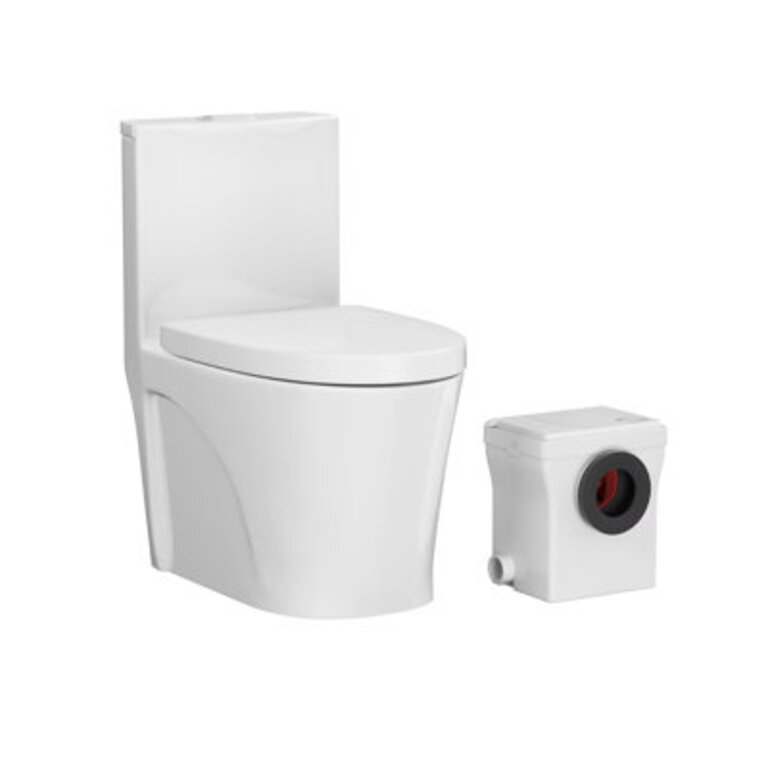 Macerating Toilet System With 600W Macerator Pump, Space-Saving Up Flush Toilet For Basement