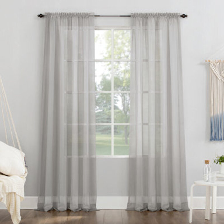 Wayfair Basics® Sheer Rod Pocket Curtain Panel Curtain Color: Silver, Size per Panel: 59" W x 95" L