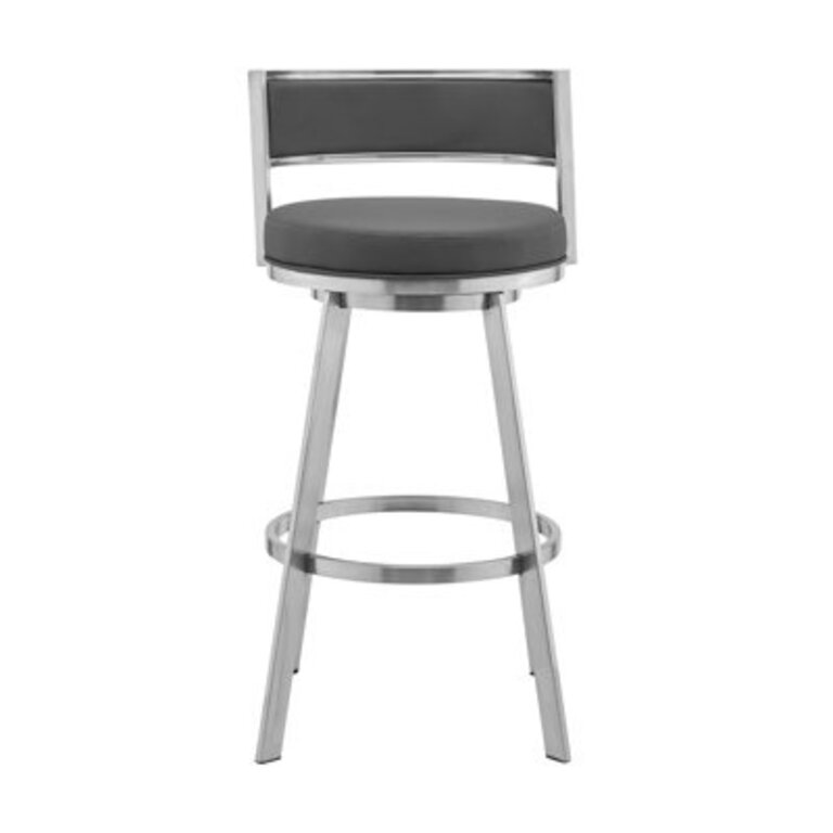 Drawers Corner Office Desk  Metal Seat Height: Counter Stool (26" Seat Height), Color/Pattern: Brushed Stainless Steel