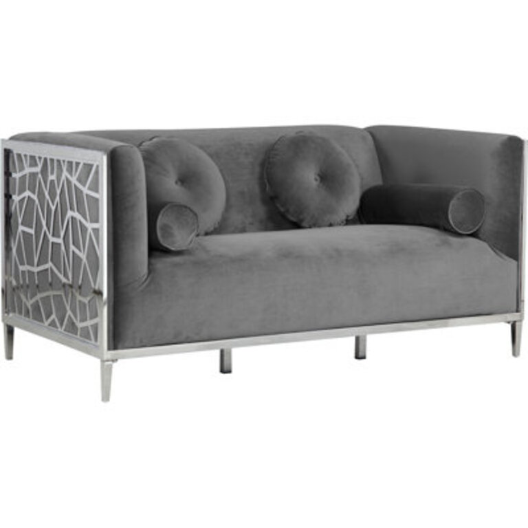Sansa 64.5" Velvet Square Arm Loveseat Upholstery: Gray