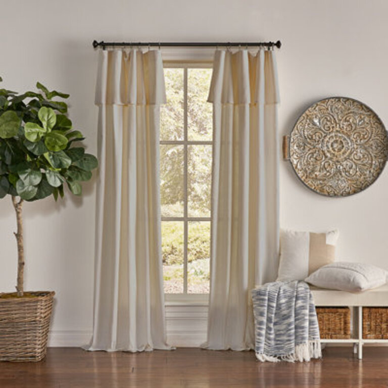 Destini Drop Cloth Light Filtering Ring Top Tab Farmhouse Curtain with Valance Size per Panel: 50" W x 95" L, Curtain Color: Linen