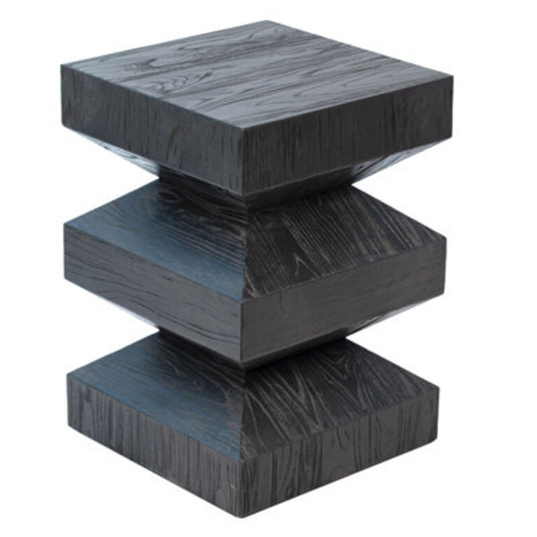 Albie 16-inch Square Oak and Veneer Antique Ebony Finish Accordion Style Side Table