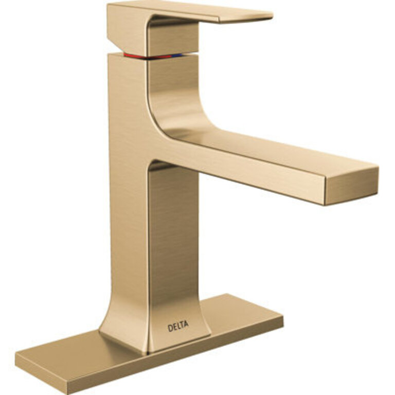 Velum Single Hole Bathroom Faucet with Drain Assembly, Single Handle Bathroom Sink Faucet Finish: Champagne Bronze
