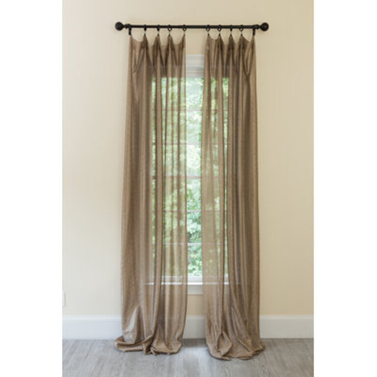 Alexandro Metallic Solid Semi-Sheer Rod Pocket Single Curtain Panel Size per Panel: 52" W x 120" L, Curtain Color: Gold