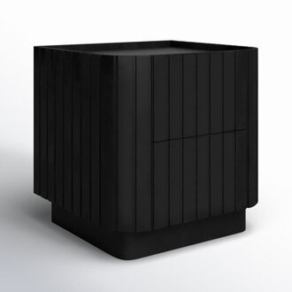 Daley 2 - Drawer Solid Wood Nightstand Color: Black