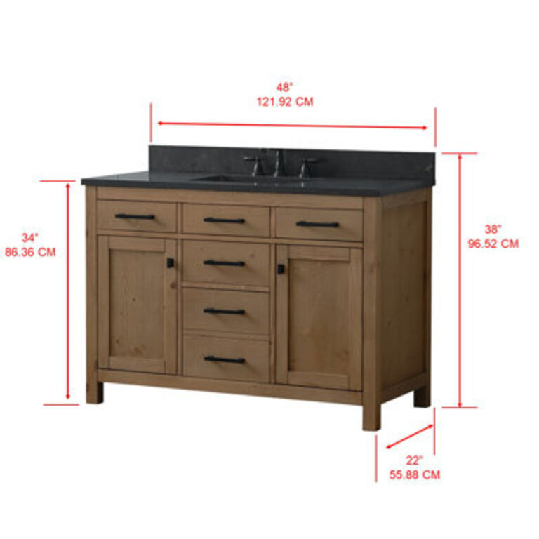 Fiddlewood 48" Single Bathroom Vanity Base Finish: Textured Natural, Top Finish: Blue Limestone