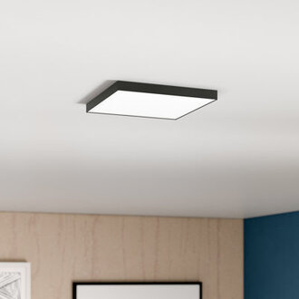 Warrenton 1 - Light LED Flush Mount Fixture Finish: Black, Size: 0.75" H X 10.5" W X 10.5" D