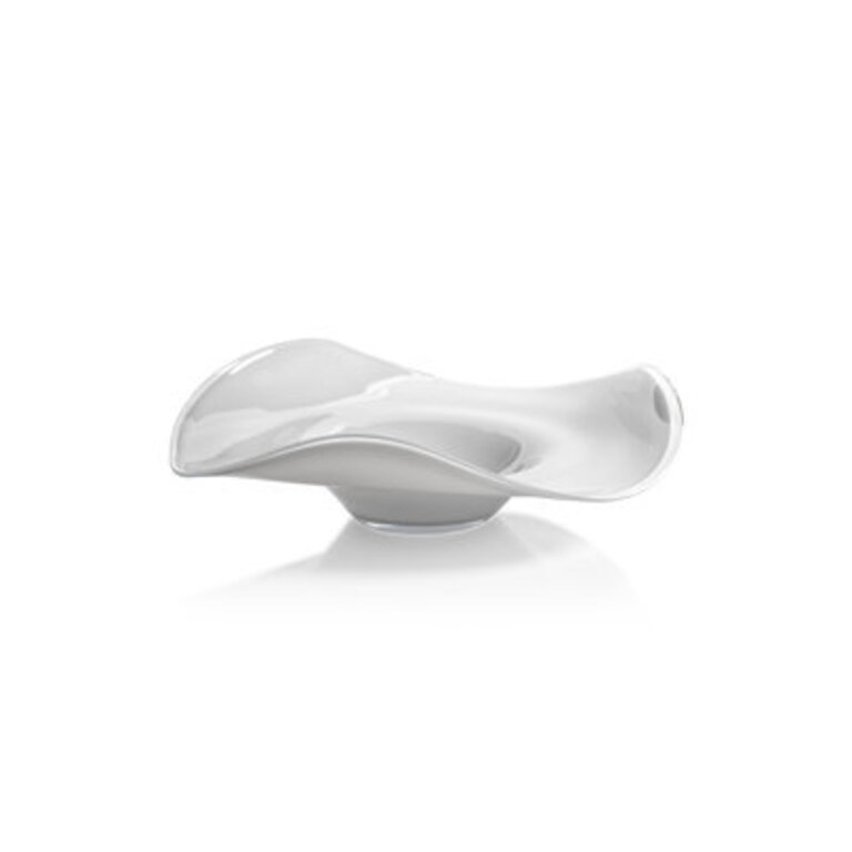 Josilynn Glass Abstract Decorative Bowl in White