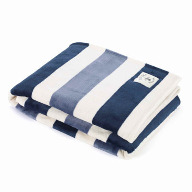 Nautica Awning Stripe Ultra Soft Plush Throw Blanket Color: Navy