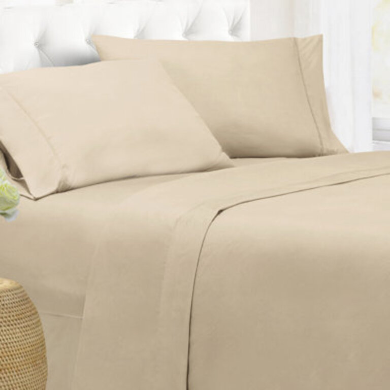 Wayfair Basics® 1800 Series Sheet Set Size: King Sheet Set with 4 Pillowcases, Color: Cream
