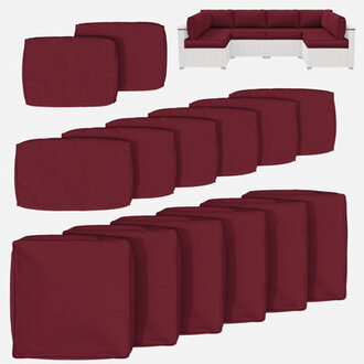 14-Piece Outdoor 4' Replacement Cushion Set Cushion Cover Fabric Type: Burgundy Polyester