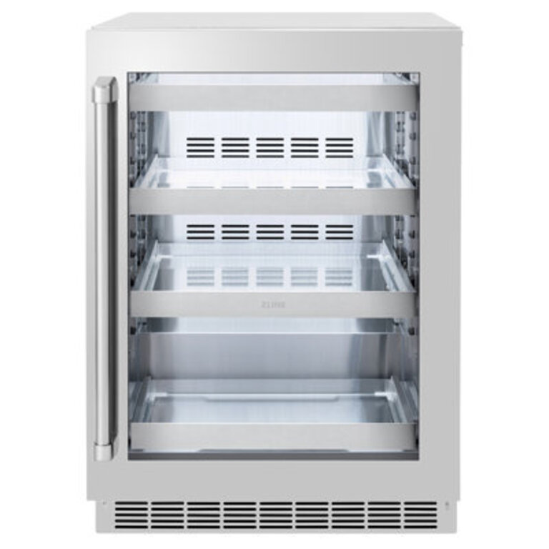 ZLINE 24 in. Touchstone 151 Can Beverage Fridge With Stainless Steel Glass Door
