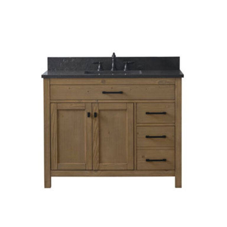 Mazekine 42" Single Bathroom Vanity Set Base Finish: Textured Natural, Top Finish: Blue Limestone