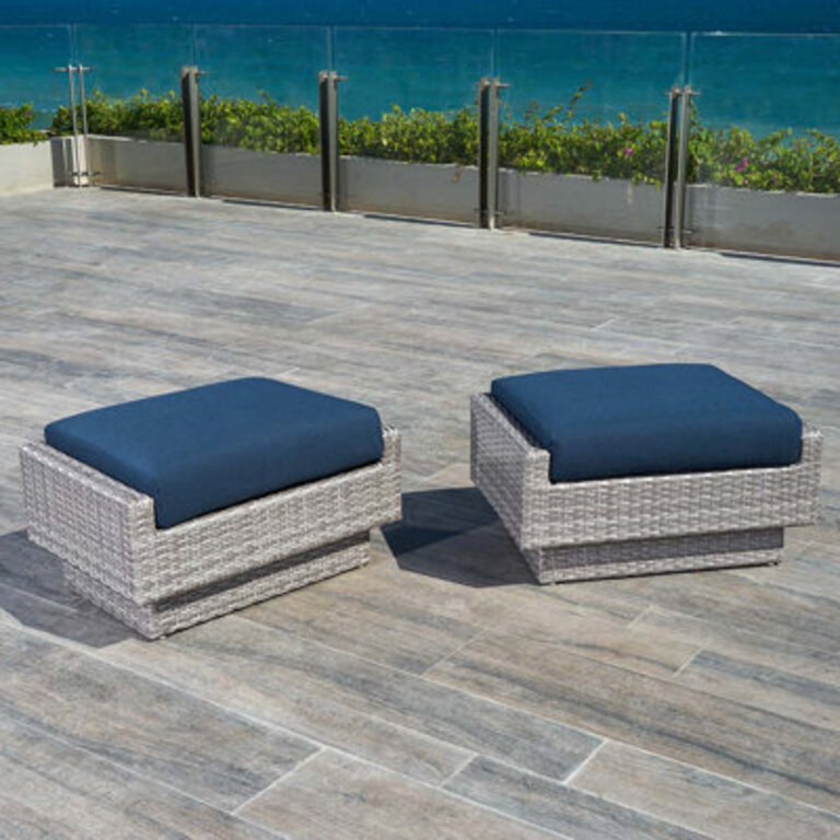 Sehreen Outdoor Ottoman with Sunbrella Cushions Frame Color/Cushion Color: Laguna Indigo Blue Sunbrella®