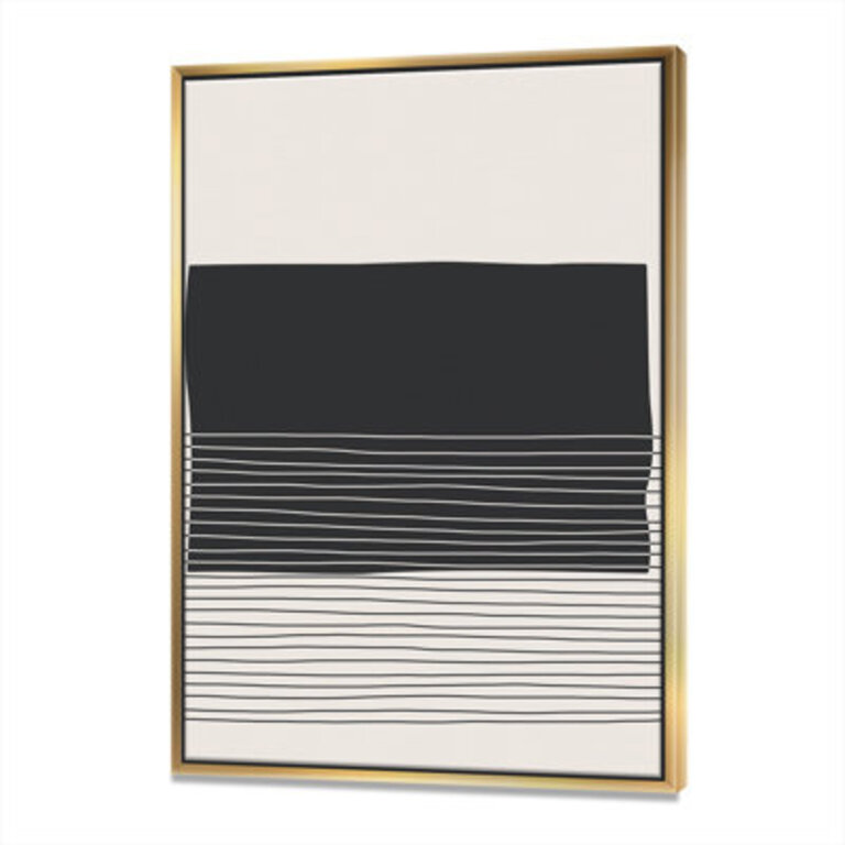 Kiro Minimal Geometric Lines and Squares VIII - Floater Frame Print on Canvas Format: Gold Framed Canvas, Size: 46'' H x 36'' W x 1.5'' D