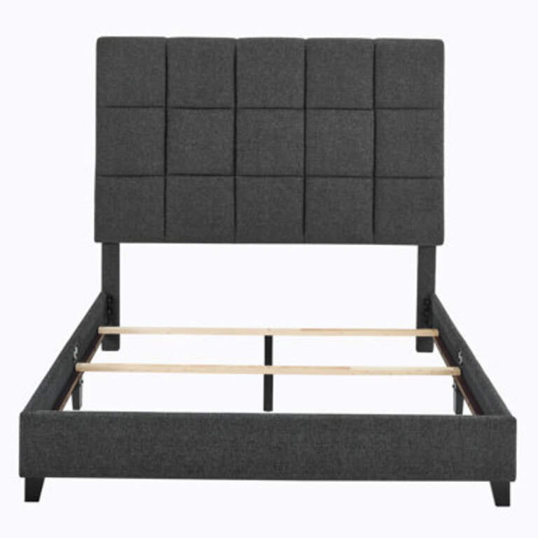 Ashiqu Squares Upholstered Platform Bed Size: Queen, Color: Gray
