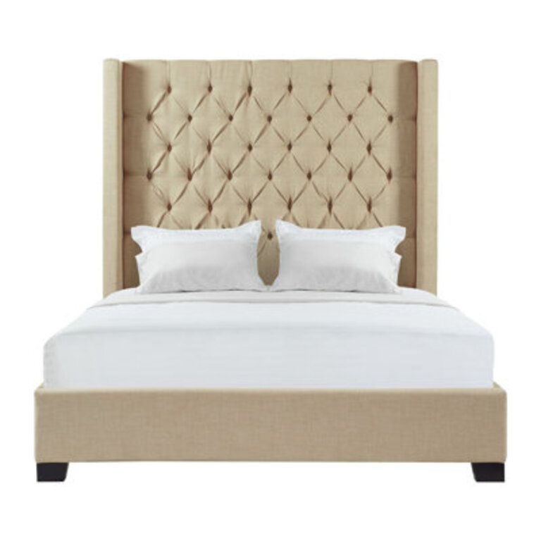 Arden Upholstered Low Profile Standard Bed Size: King, Color: Beige