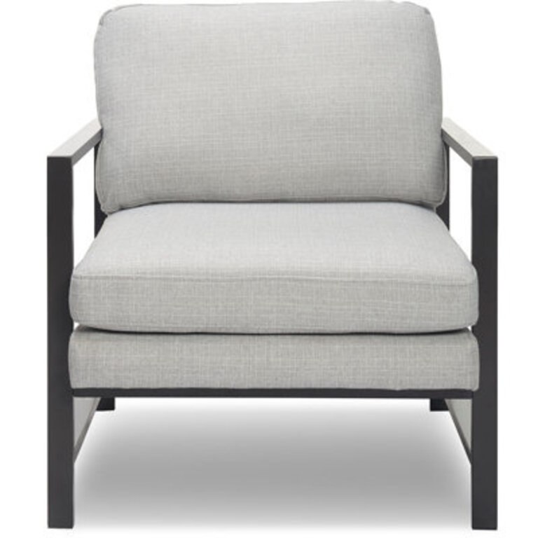 Tommy Hilfiger Russell Metal Frame Accent Chair Upholstery Color: Light Gray, Leg Color: Gray
