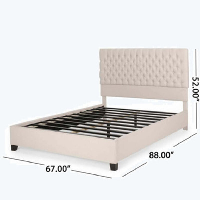 Akashia Queen Tufted Upholstered Low Profile Platform Bed Color: Ivory