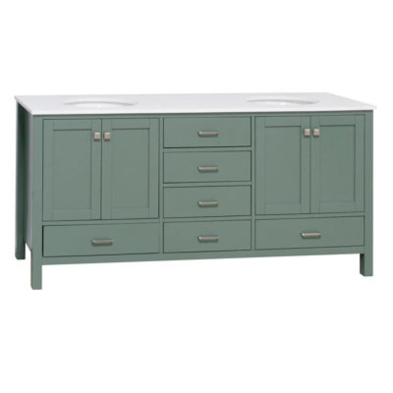 Douthitt 72" Double Bathroom Vanity Set Base Finish: Sage Green, Top Finish: Engineered White