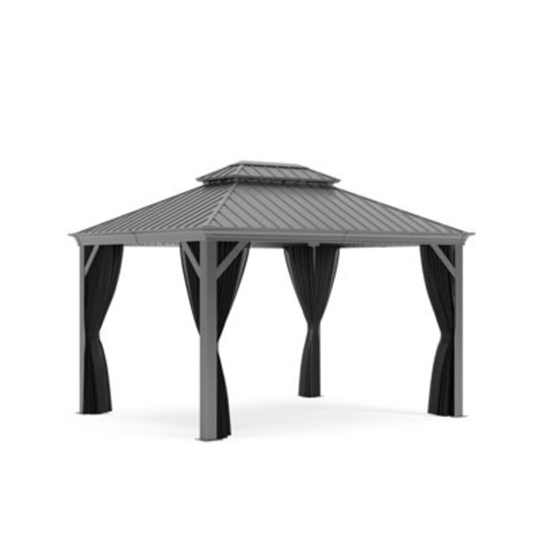 Tuscany 14 Ft. W x 10 Ft. D Aluminum Patio Gazebo Roof Color: Graphite