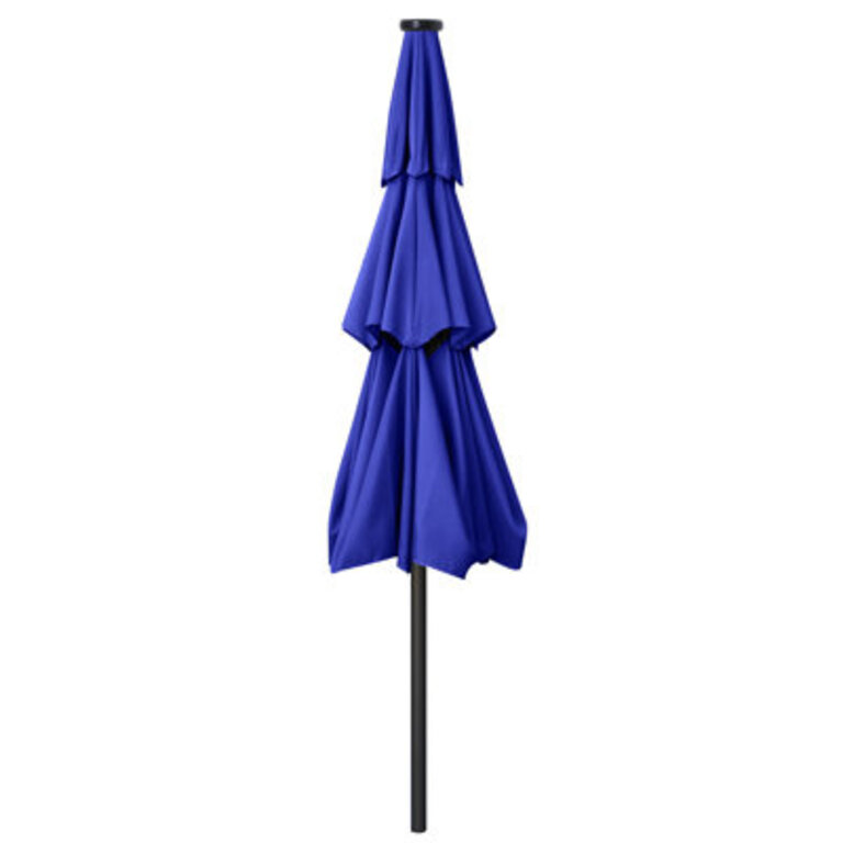 Caerphilly 129.9'' Lighted Market Umbrella Fabric Color: Blue