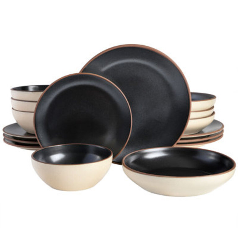 Gibson Elite Contempo 16 Piece Dinnerware Set, Service for 4 Color: Black