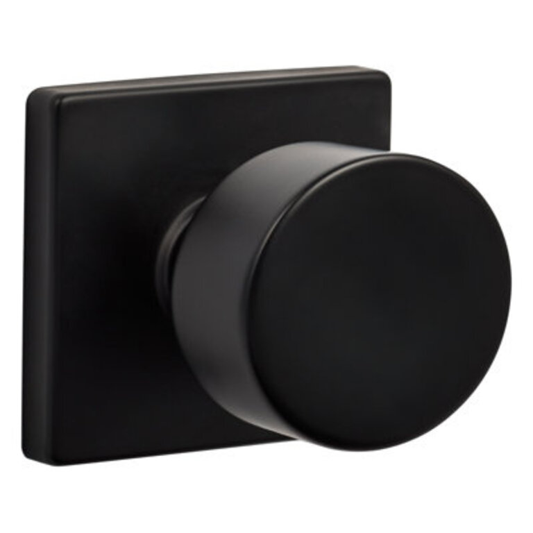 Bergen Passage Doorknob with Square Finish: Flat Black