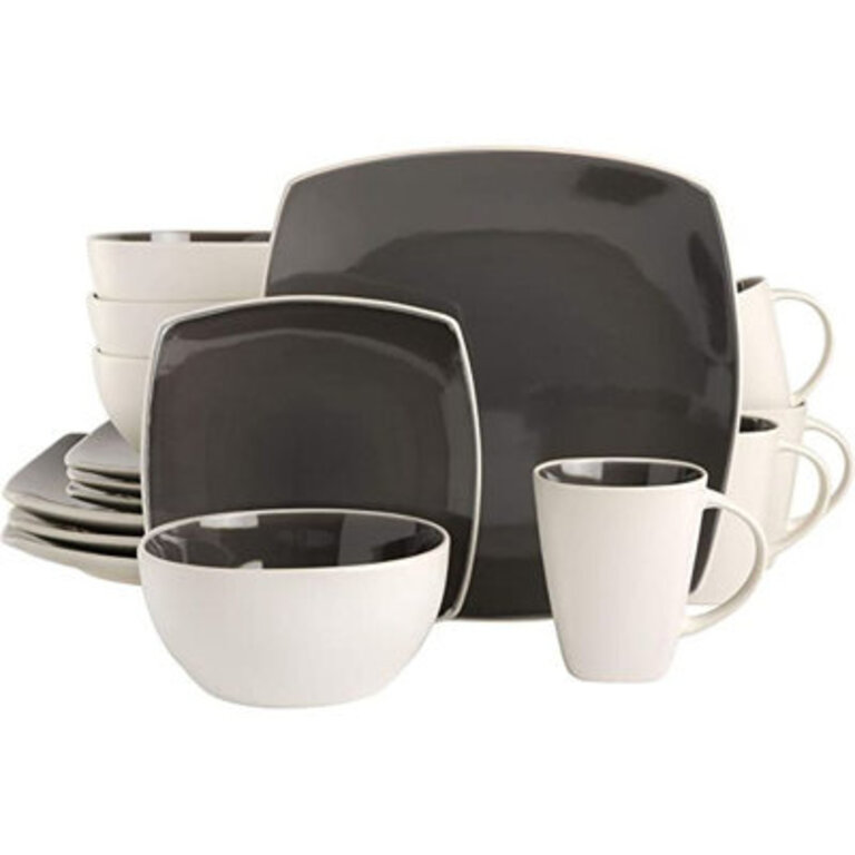 Ivy Bronx  Stoneware Dinnerware - Service for 4 Color: Gray/White