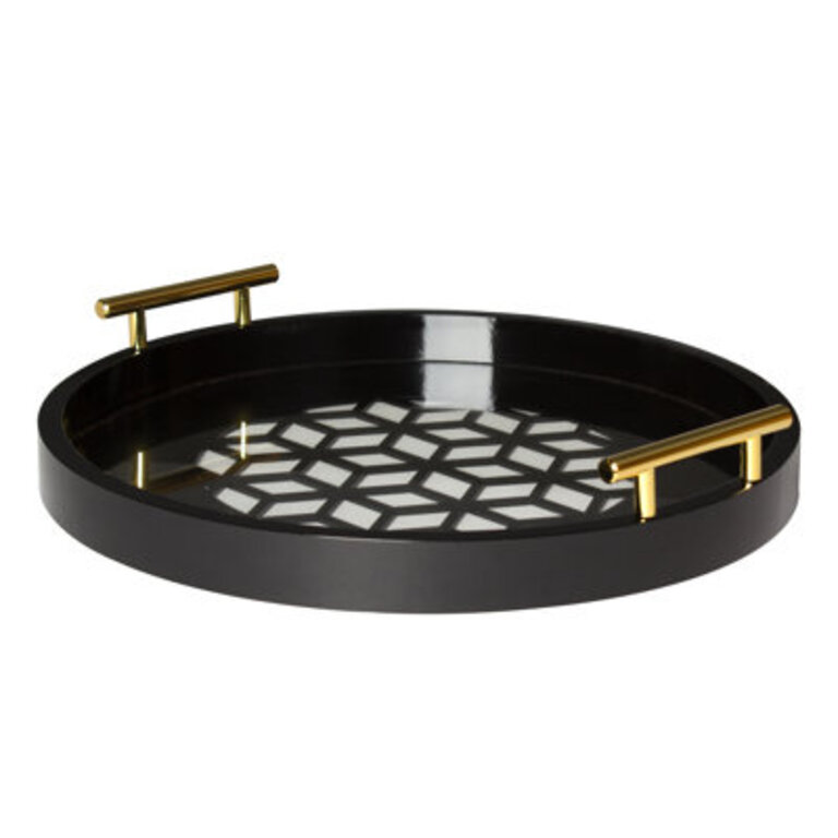 Magalia Coffee Table Tray Color: Black, Finish: Gold