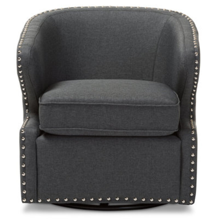 Sidibe 26.91" W Polyester Swivel Barrel Chair Upholstery: Gray