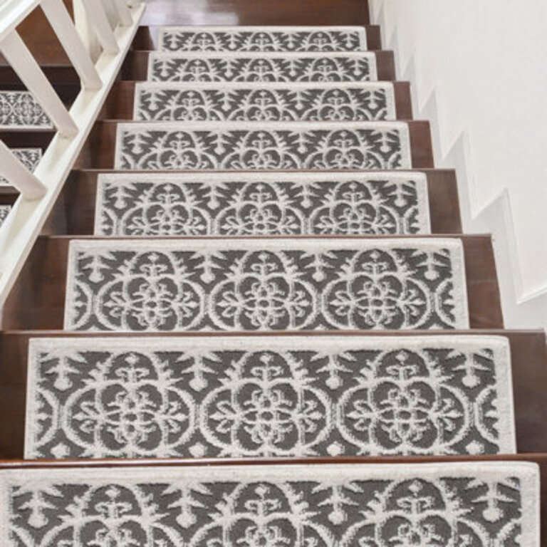 Sofihas Stair Carpet Treads Gray/Beige 8"x28" Machine Washable Grips Non Slip with Rubber Backing