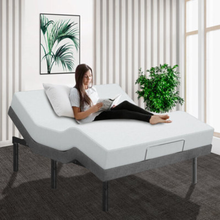 Luzon Adjustable Inclining Bed Frame with Dual Massage Smart App Control Underbedlight USB Size: Twin XL