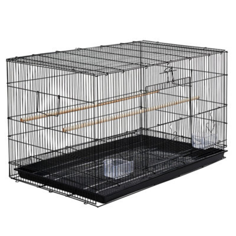 Taylorsville 30'' Iron Flat Top Table Top Bird Cage with Perch Color: Black