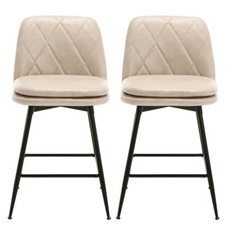 Swivel Stool (set Of 2) Seat Height: Counter Stool (25.60" Seat Height), Upholstery: Cream