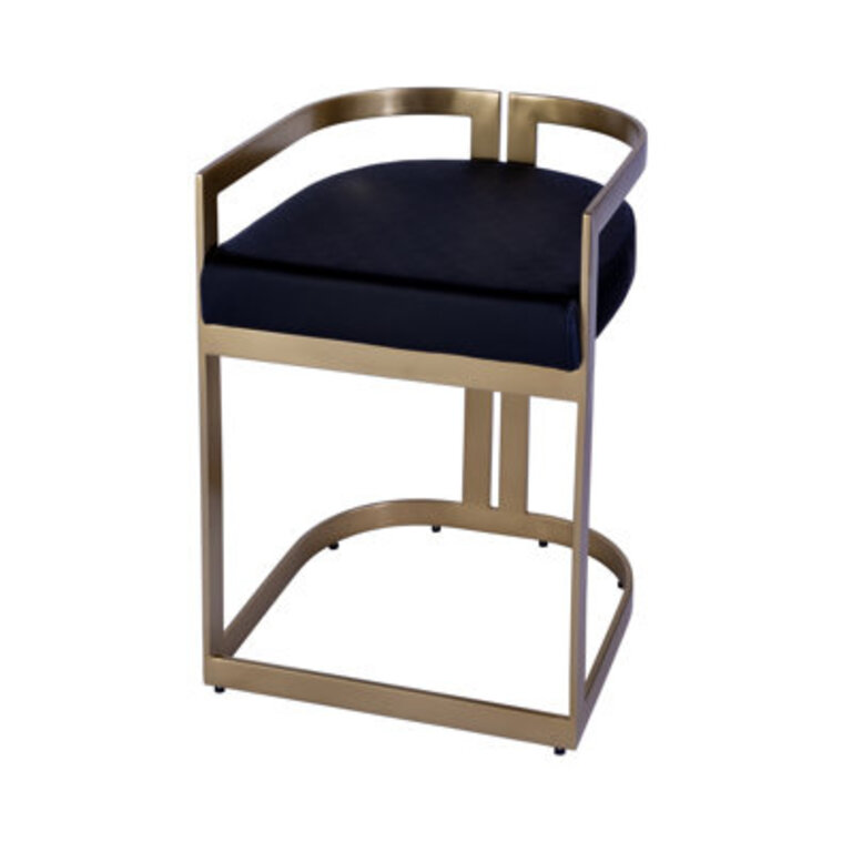 Adammichael Faux Leather 23" Dining Stool Finish: Gold, Upholstery: Black