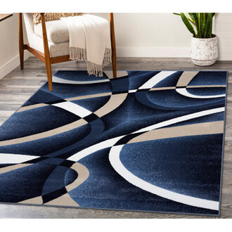 Catalan Abstract Navy Area Rug Rug Size: Rectangle 5' x 7'