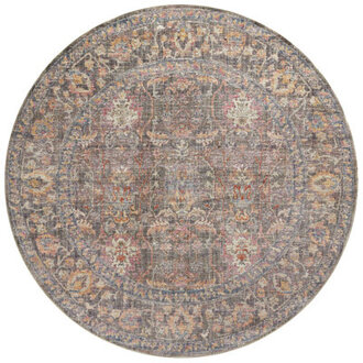 Chris Loves Julia x Loloi Rosemarie Oriental Sage Green/Gold/Blush Pink Area Rug Rug Size: Round 7'9"