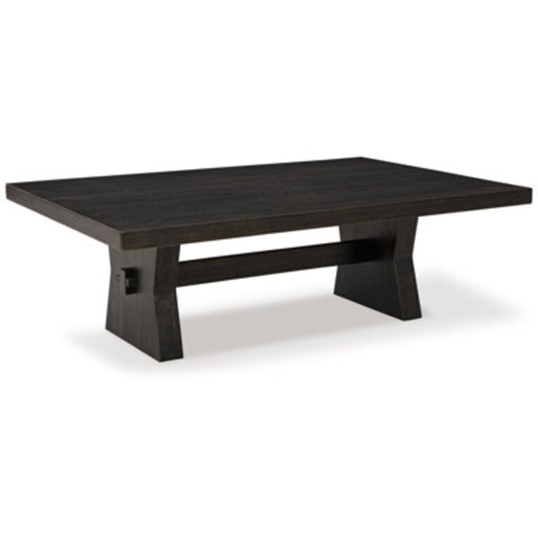 Dani Rectangular Cocktail Coffee Table, Bow-Tie Panel, 54 Inch Black