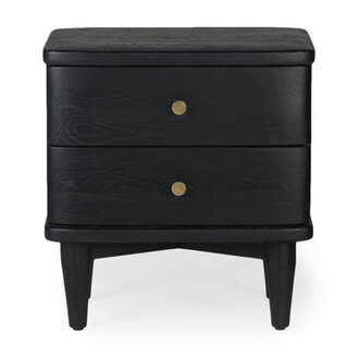 Lukowski 26'' Tall 2 - Drawer Nightstand in Black Color: Black