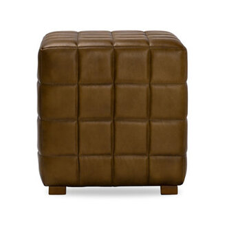 Giana 18" Wide Faux Leather Geometric Square Cube Ottoman Upholstery Color: Camel