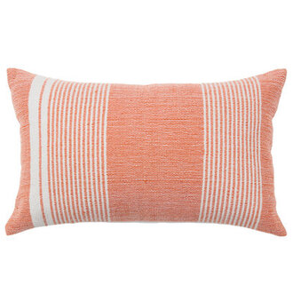 Wolfried Striped PET Yarn Indoor/Outdoor Throw Pillow Color: Orange/Light Gray, Fill Material: Pillow Cover Only - No Insert