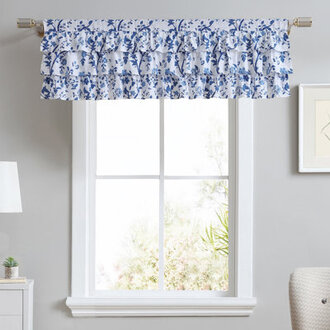 Laura Ashley Elise Cotton Pole Top Blue Window Valance