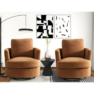 Ottelia 32.2'' Wide Swivel Barrel Chair Body Fabric: Caramel Chenille