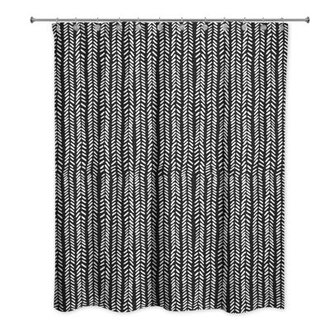 Geometric Single Shower Curtain Color: Black/White