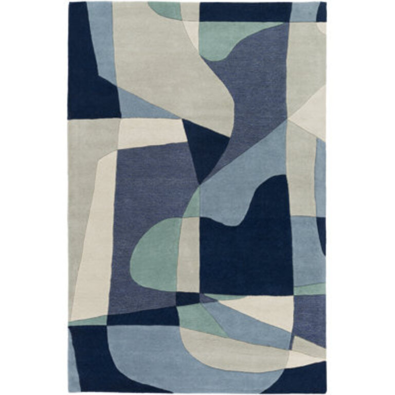 Gaye Geometric Handmade Tufted Wool Teal/Navy/Beige Area Rug Rug Size: Rectangle 12' x 15'