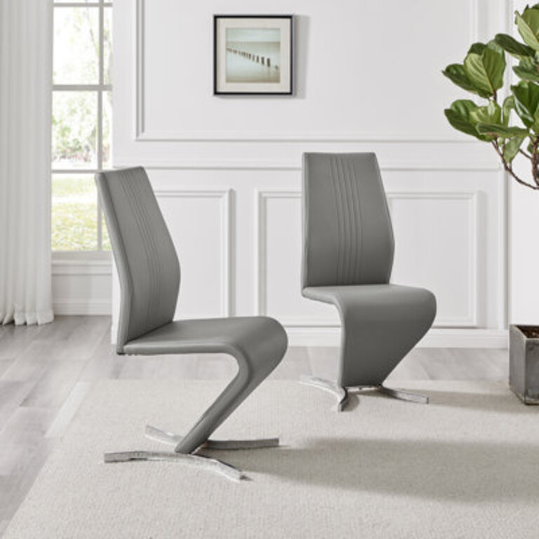 Wilhelm Faux Leather Chrome Feet Z Leg Dining Chairs Modern Design