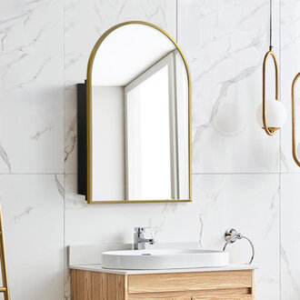 Hogsett Surface-mountedRecessed Arch Bathroom Medicine Cabinet with Mirror with Adjustable Shelf