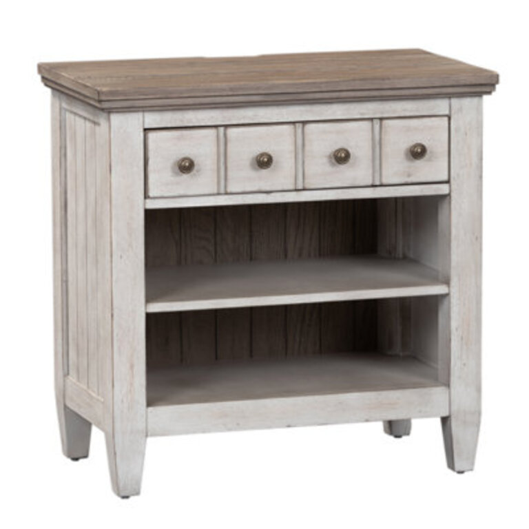 Haylee 1 - Drawer Solid Wood Nightstand in Antique WhiteBrown
