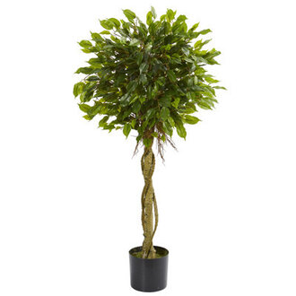 4ft Ficus Artificial Topiary Tree UV Resistant IndoorOutdoor